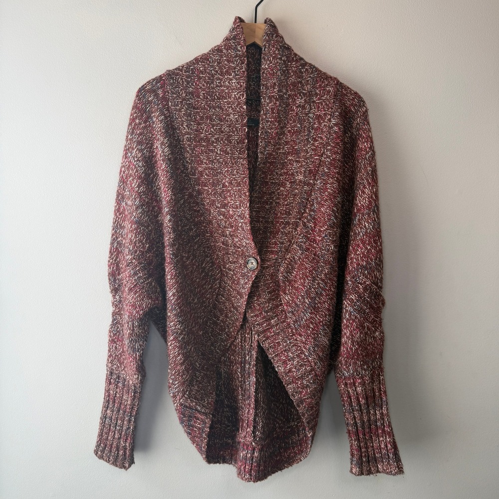Prana Women's Speckled Chunky Knit Shawl Cocoon Cardigan Sweater Size Small